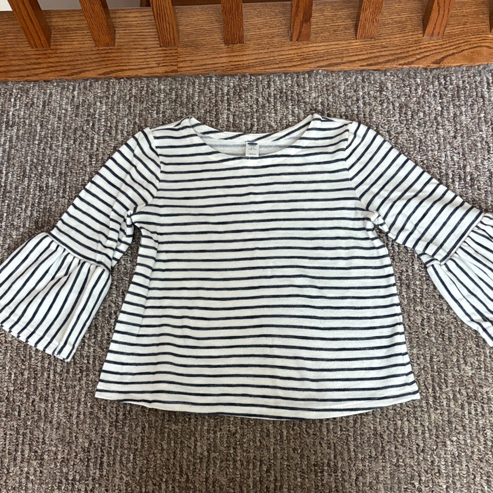 kids old navy striped bell sleeve top/ size L (10-12)
